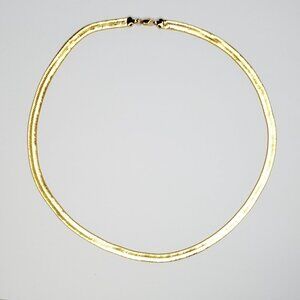 Goldtone Herringbone Chain Necklace Flat 24" X 5/16"